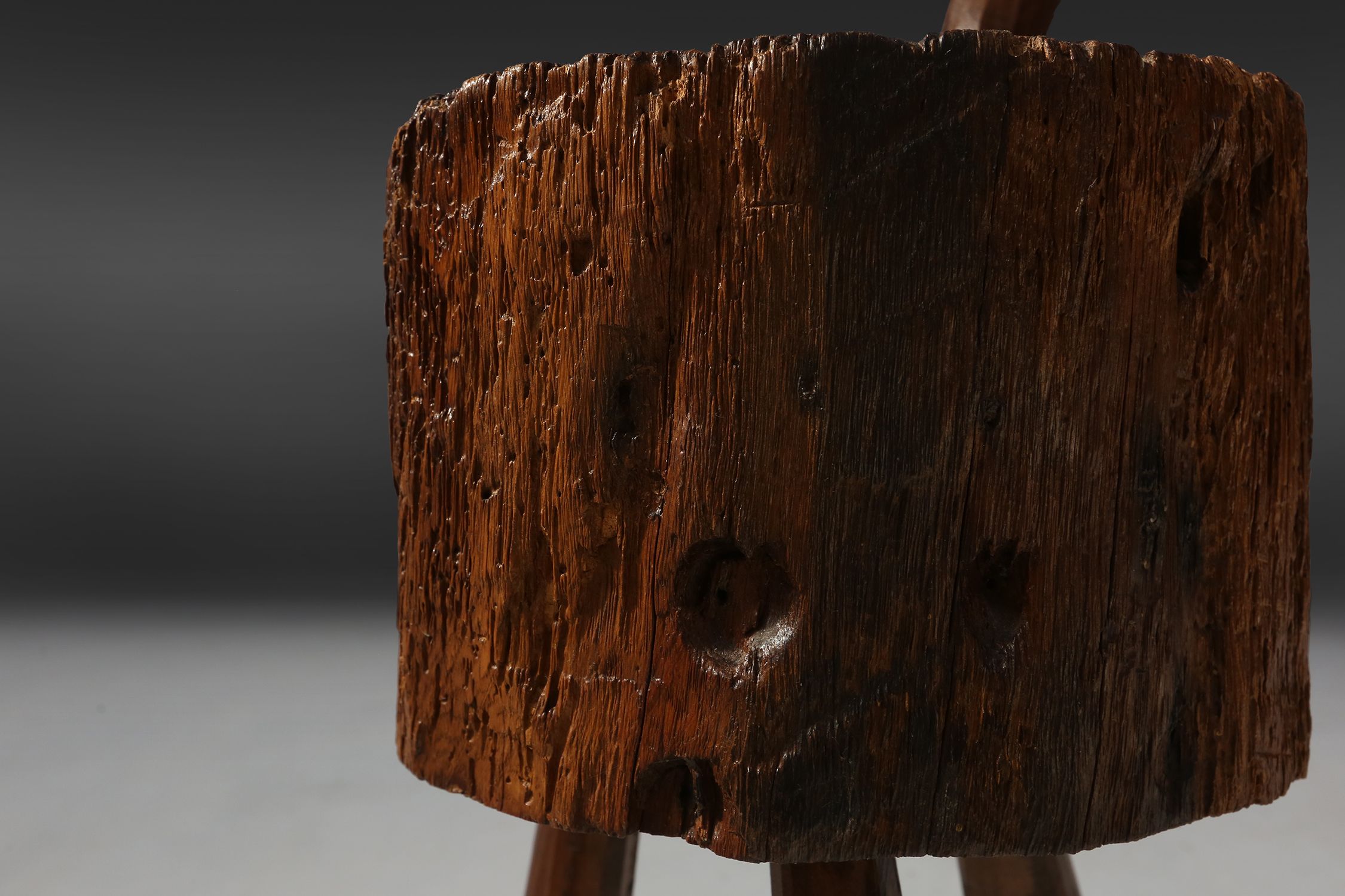 Rustic Handmade oak Stool, France, 19th Centurythumbnail